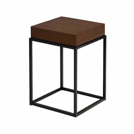 Kwadratowy stolik pomocniczy 40 x 40 x 55 cm z blatem MDF, orzechowy/czarny