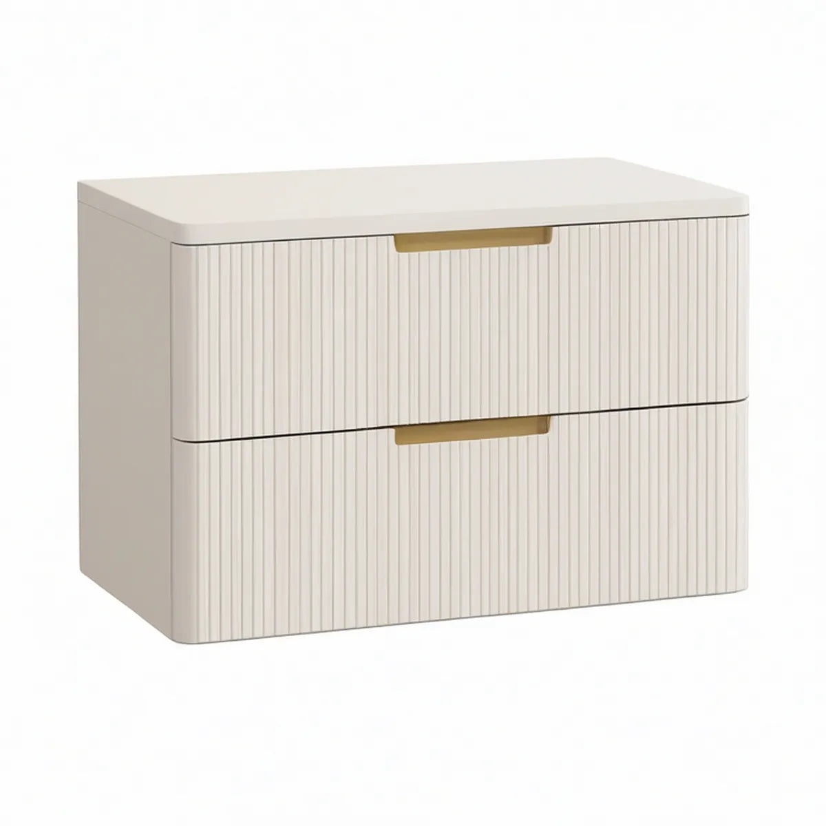 Kremowa szafka nocna MDF z 2 szufladami 50 x 40 x 50 cm ze złotymi uchwytami